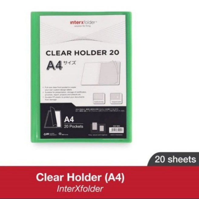 

Clear Holder / Displays Book A4 20 Pockets - Inter X Folder