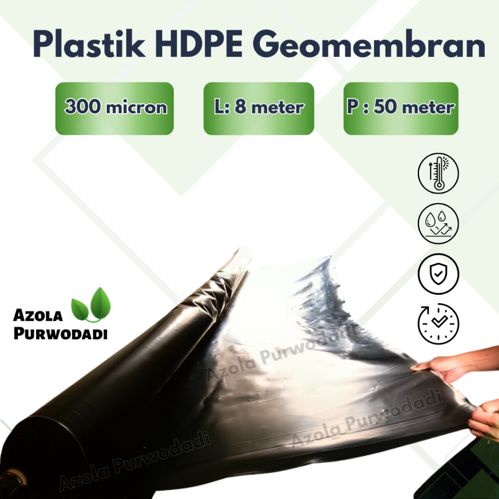 Plastik HDPE Geomembran 300 micron 1 ROLL (L: 8 meter X P: 50 meter) Untuk Kolam/Tambak
