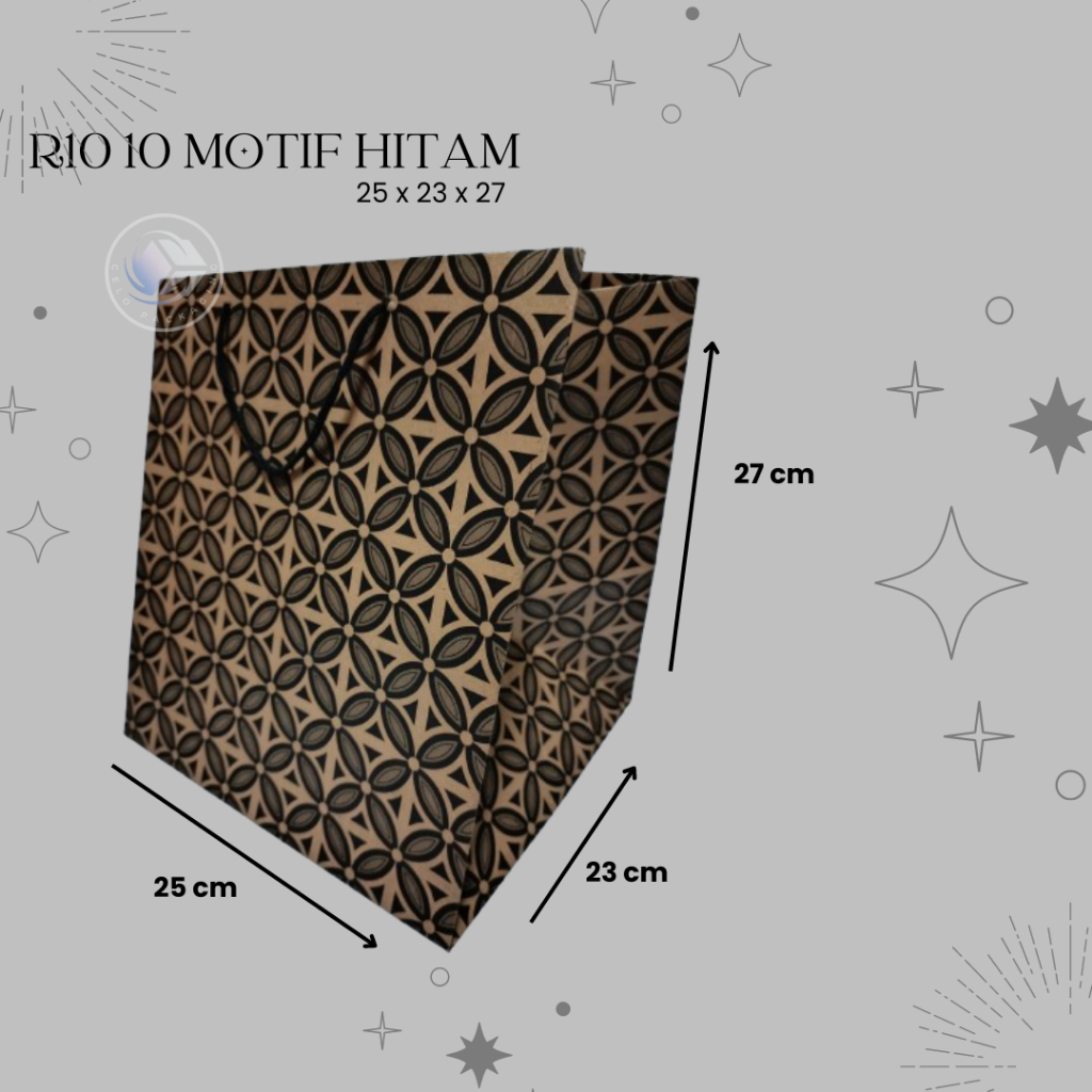 

PAPERBAG R10 B MOTIF HITAM (size 25x23x27) PAPERBAG HAJATAN PAPERBAG SOVENIR