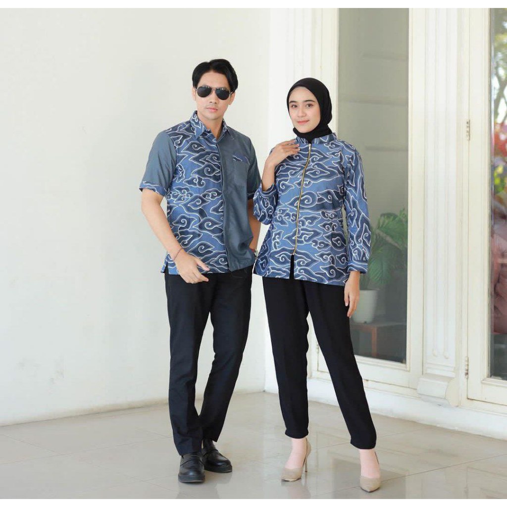 Benang Raja Batik Couple Pria Wanita Katun Mega Mendung