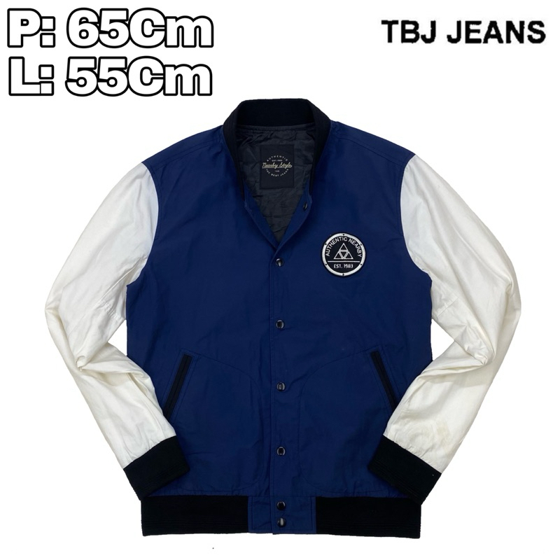 J31 Bomber Varsity Jaket Authentic Nearby Blue White  Casual Vintage Harian Original The Best Jeans