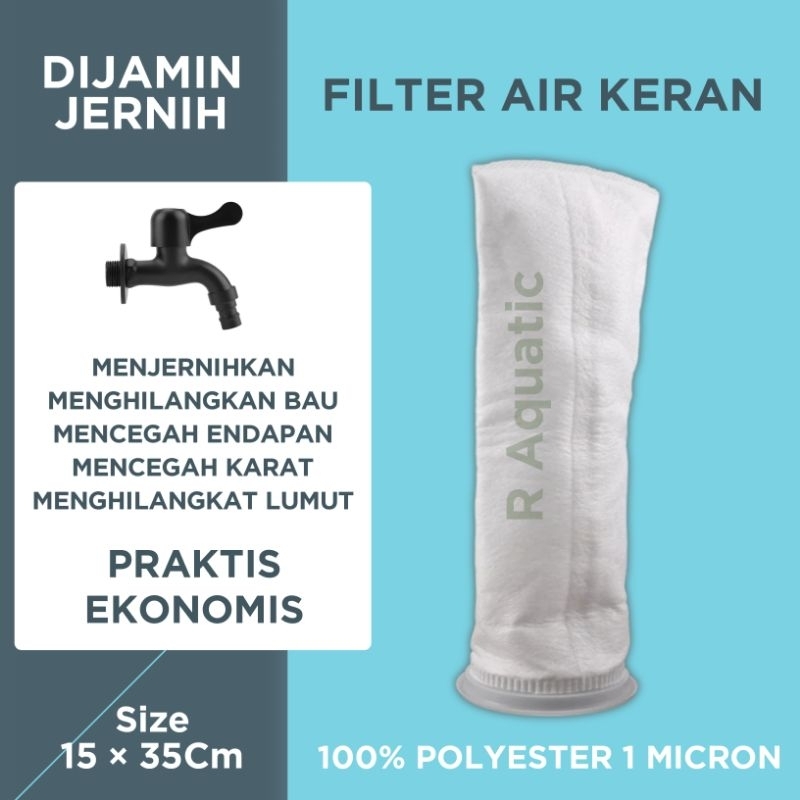 filter kain air keran saringan penjernih water purifier polyester 1 micron 15x30cm