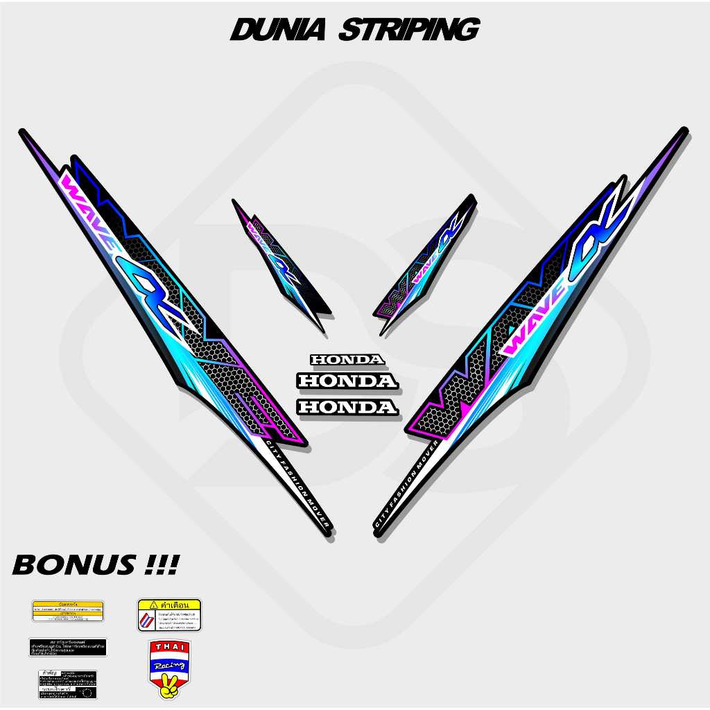 STRIPING STICKER STOCK DECAL STIKER HONDA SUPRA FIT NEW / WAVE LX VIETNAM / LIS SUPRA FIT 110 / VARI