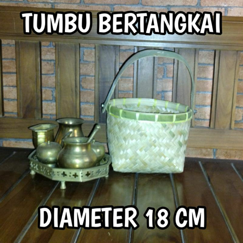 Tumbu bambu bertangkai/Tumbu bambu cangking/tempah parsel/wadah berkat bambu ANYMN Brkah