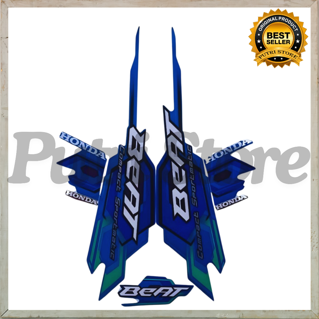 Sticker Striping Motor Honda Beat Karbu 2008 Biru list body motor beat Karbu