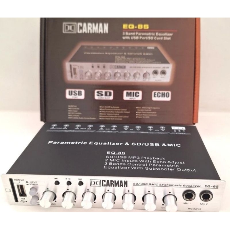 Parametrik Equalizer Carman/Pre-Amp audio mobil Carman Eq 8s karaoke+usb