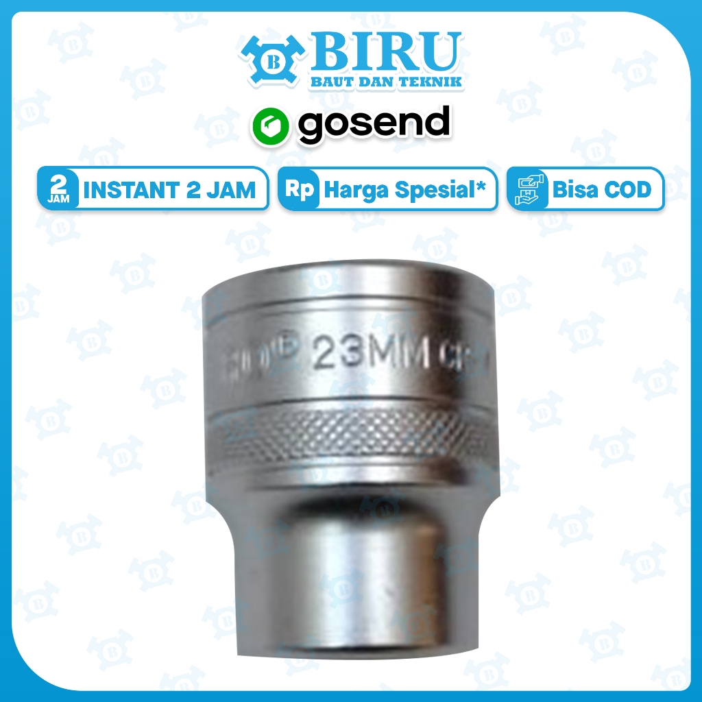 WIPRO Mata Kunci Socket / Sok / Sock Pendek Panjang 1/2 Inch Drive 23 mm - Segi 12 Point | Bahan Cho