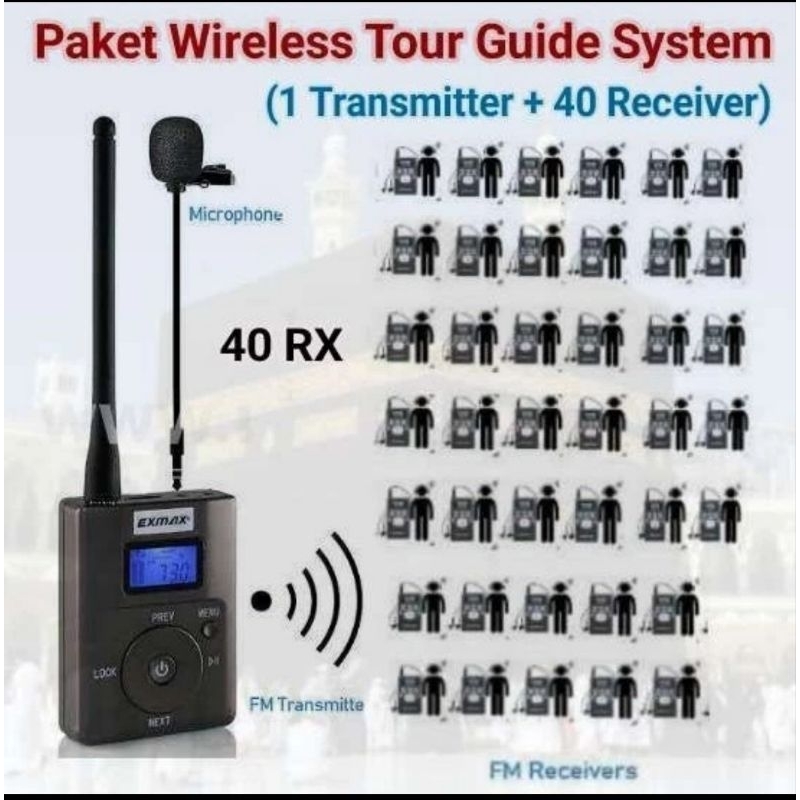 Paket Wireless Tour Guide System 1 Transmitter + 40 receiver (cocok buat umroh)