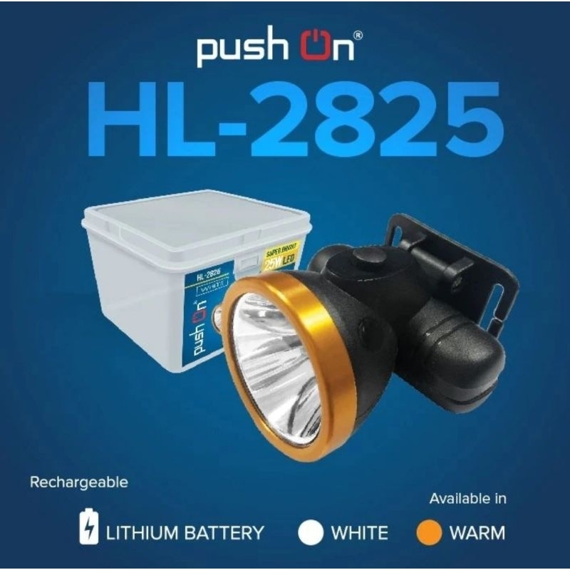 SENTER KEPALA PUSH ON 2825 SUPER TERANG PUTIH WARM WHITE
