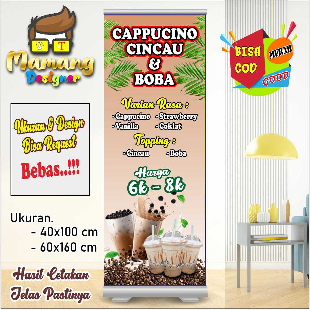 Cetak Banner Spanduk Minuman Cappucino Cincau Dan Boba bb