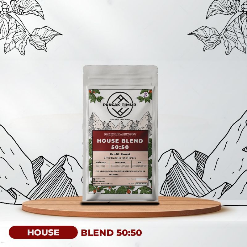 

Kopi House Blend 50:50 250g - 50% Arabika, 50% Robusta - PUNCAK TIMUR | 100% Biji Kopi Murni Premium