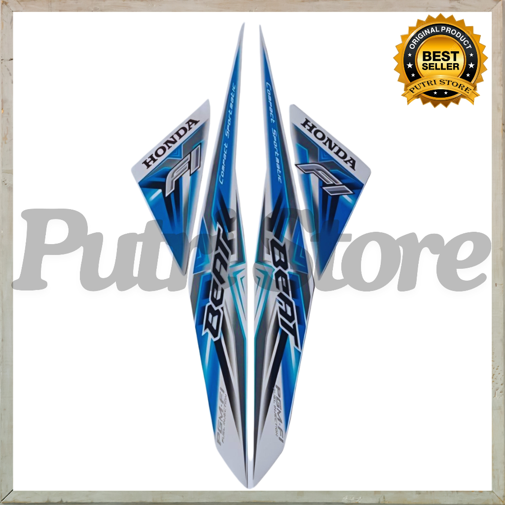 Sticker Striping Motor Honda Beat Fi 2015 Putih Biru list body motor beat Fi 2015 Hitam Merah