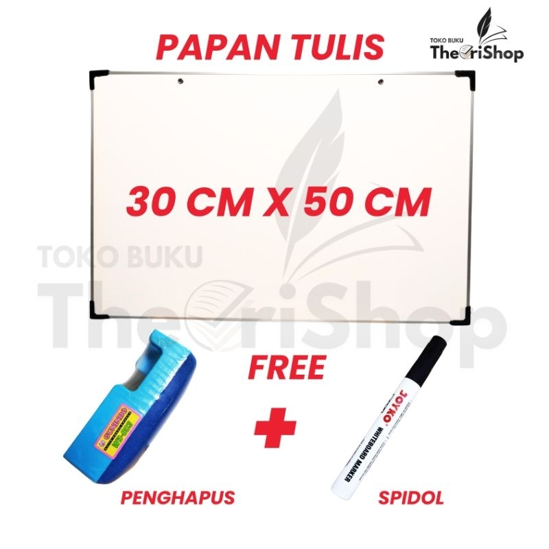 

Papan White Board/Papan Tulis 30 X 50 FREE Spidol JOYKO Dan Penghapus/Belakang Bisa Menulis Kapur