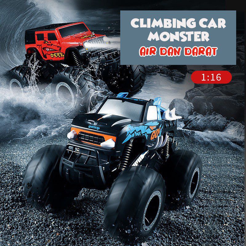 RC Climbing Car Monster Amphibious Car Monster Mainan Remote Control Anak Mobil Mobilan Jeep