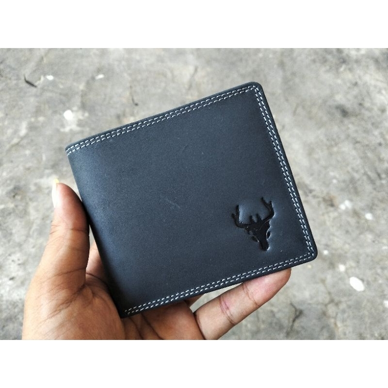 Dompet Pria Kulit Sapi Asli Crazy horse Dompet Lipat Cowo Keren