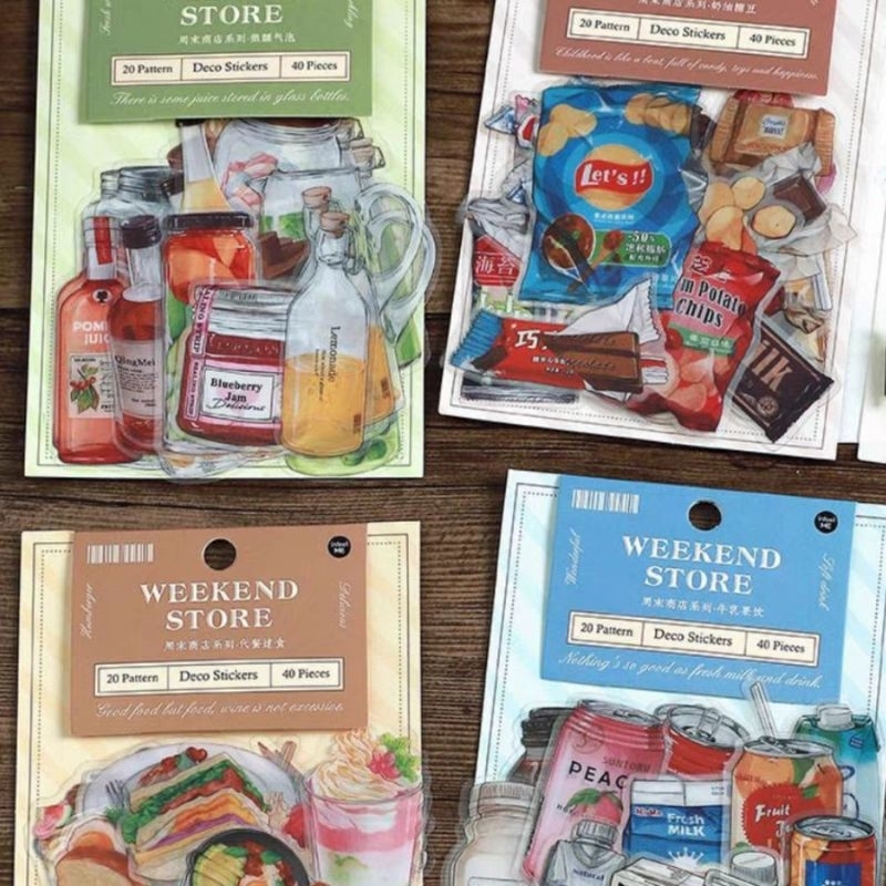 

I01 40 pcs stiker toko akhir pekan supermarket berbagai gaya