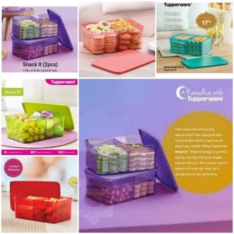 Snack it/wadah Tupperware/toples sekat Tupperware/kristal Tupperware/sekat Kristal Tupperware/wadah 