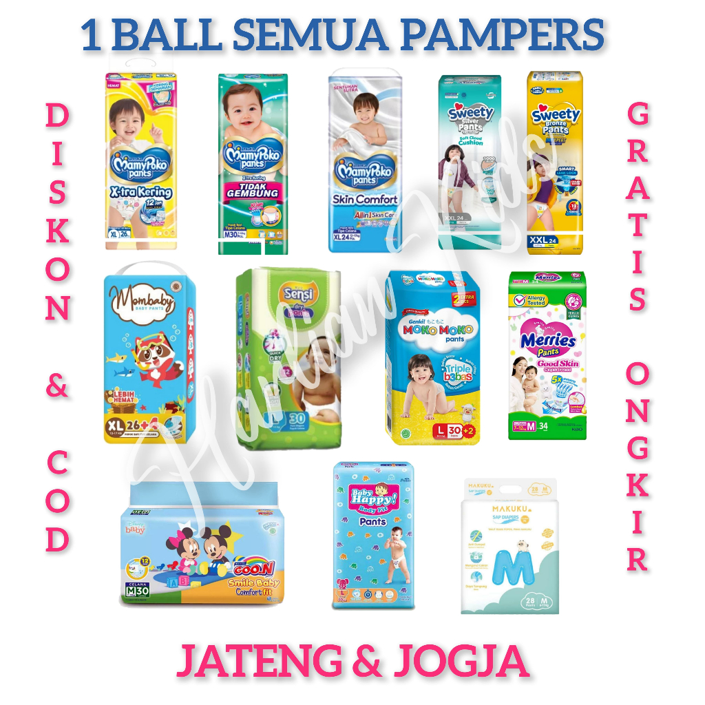 1 BALL MERRIES DLL UKURAN NBS NBM S M L XL XXL DIAPERS POPOK BAYI MURAH