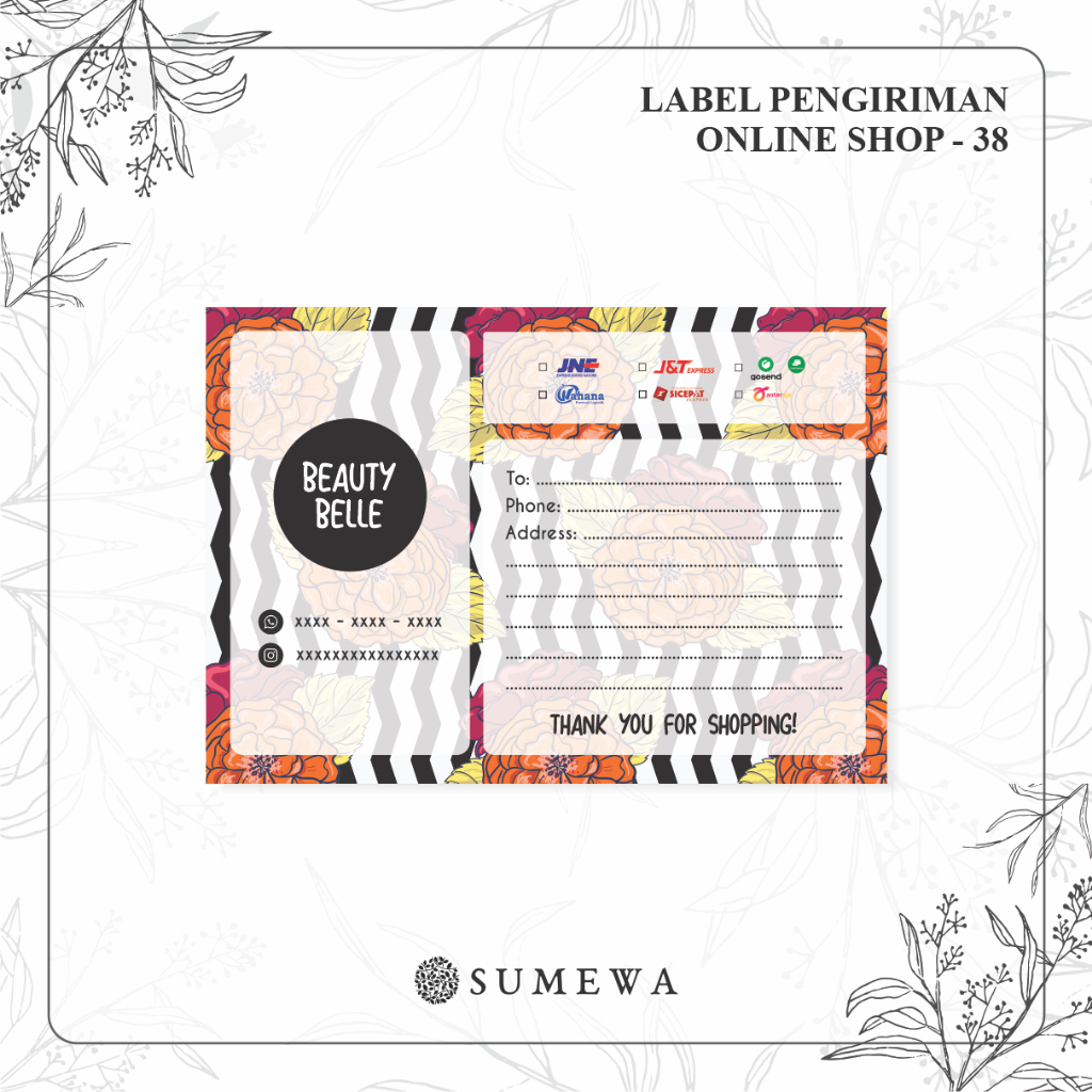

Label Pengiriman Online Shop / Label Paket / Label Alamat / Sticker Pengiriman / Sticker Resi / Label Olshop - 38