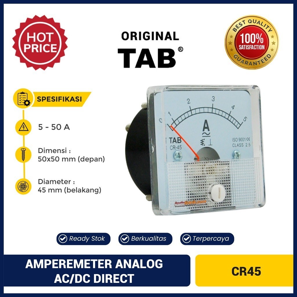 Amperemeter | Amper meter | Ampere Meter Analog AC/DC 50 A CR45 Direct TAB