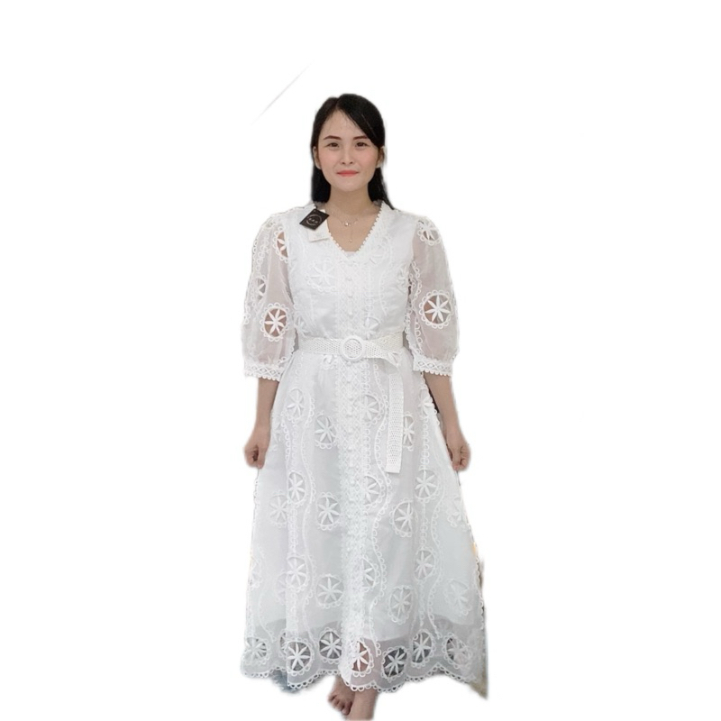 Dress white embroidery DNY 280824