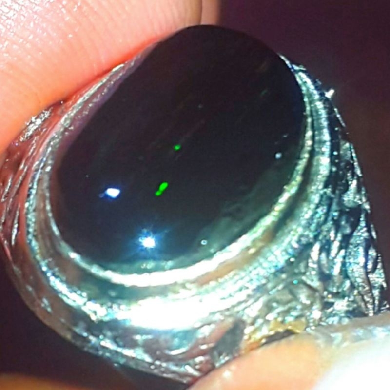 Batu Cincin Black Opal Sempur Ruyung Laser Natural Jarong