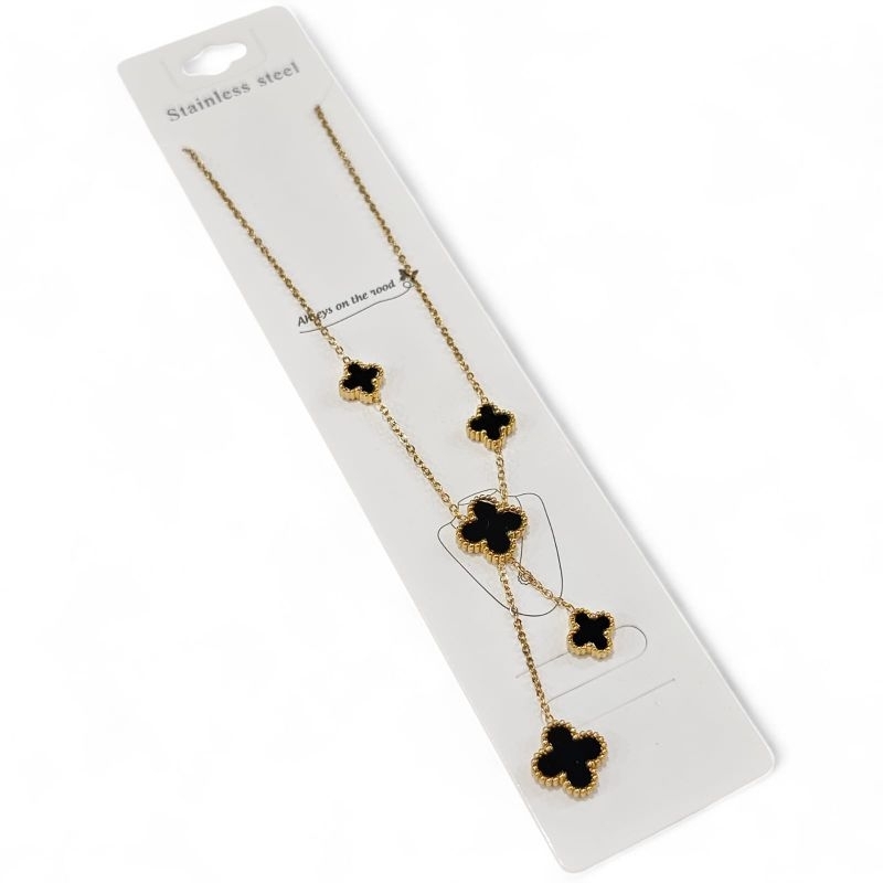 Kalung dan Gelang Titanium Model Clover Anti Karat