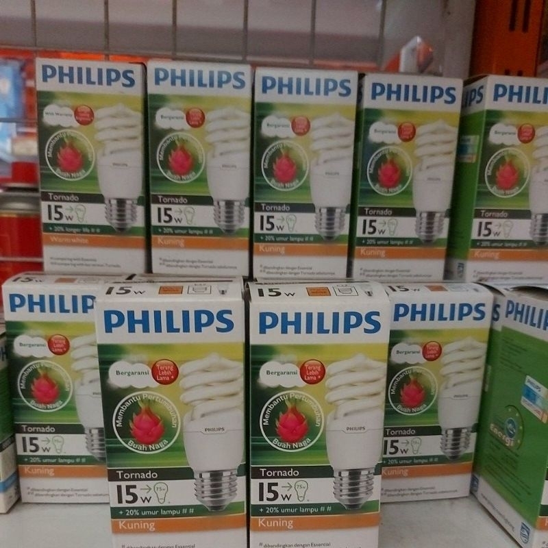 LAMPU PHILIPS TORNADO 15 WATT KUNING. LAMPU PHILIPS