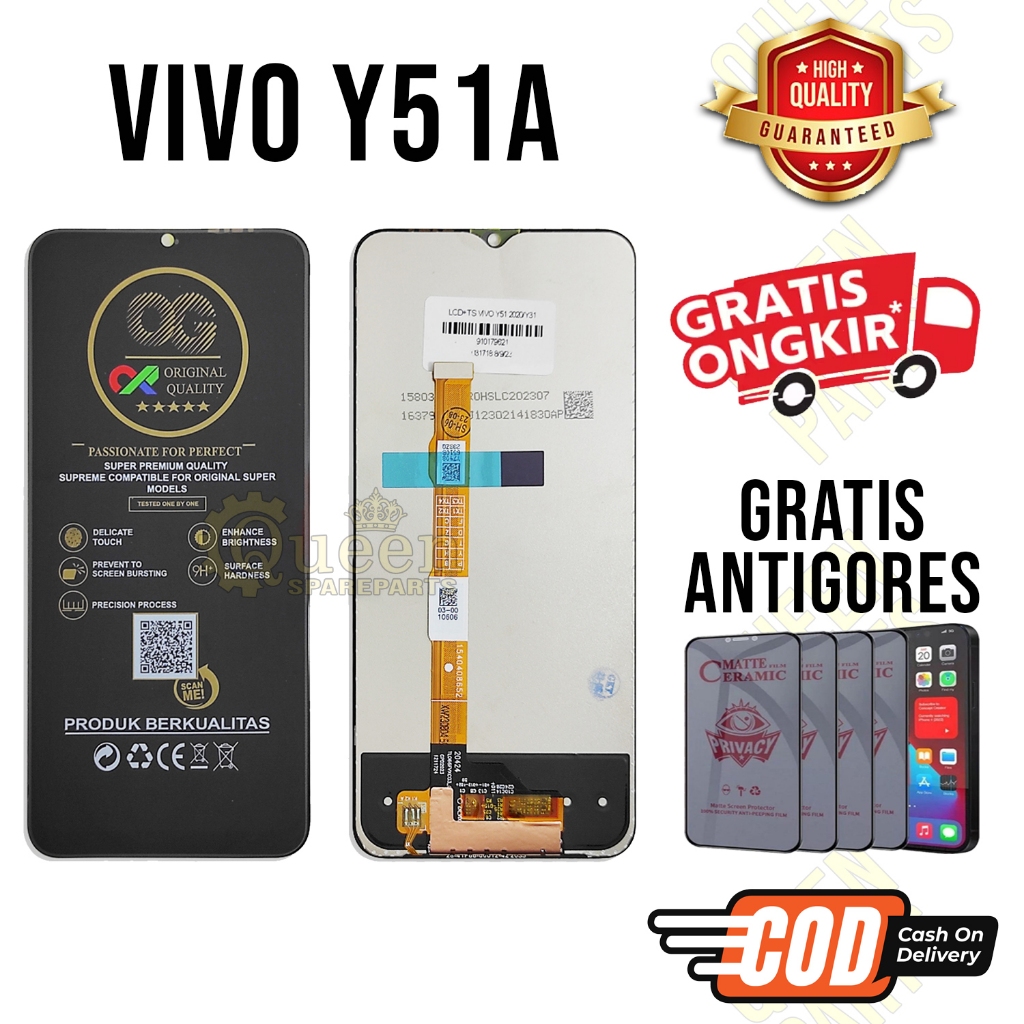Lcd Touchscreen Vivo Y51A Original OEM Lcd Vivo Y51A Fullset GRATIS ANTIGORES