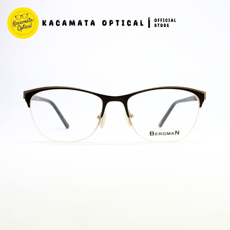 KACAMATA OPTICAL - Frame KMO5555 Hall Frame Gold Hitam Besi Plastik