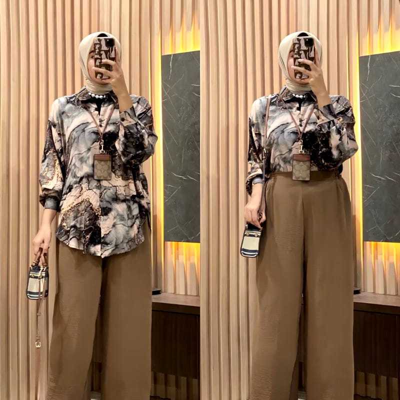 LUXURY SET RAYON MIX CRINKEL/SETALAN WANITA JUMBO/BAJU KERJA WANITA SMI FORMAL/BAJU WANITA TERBARU S