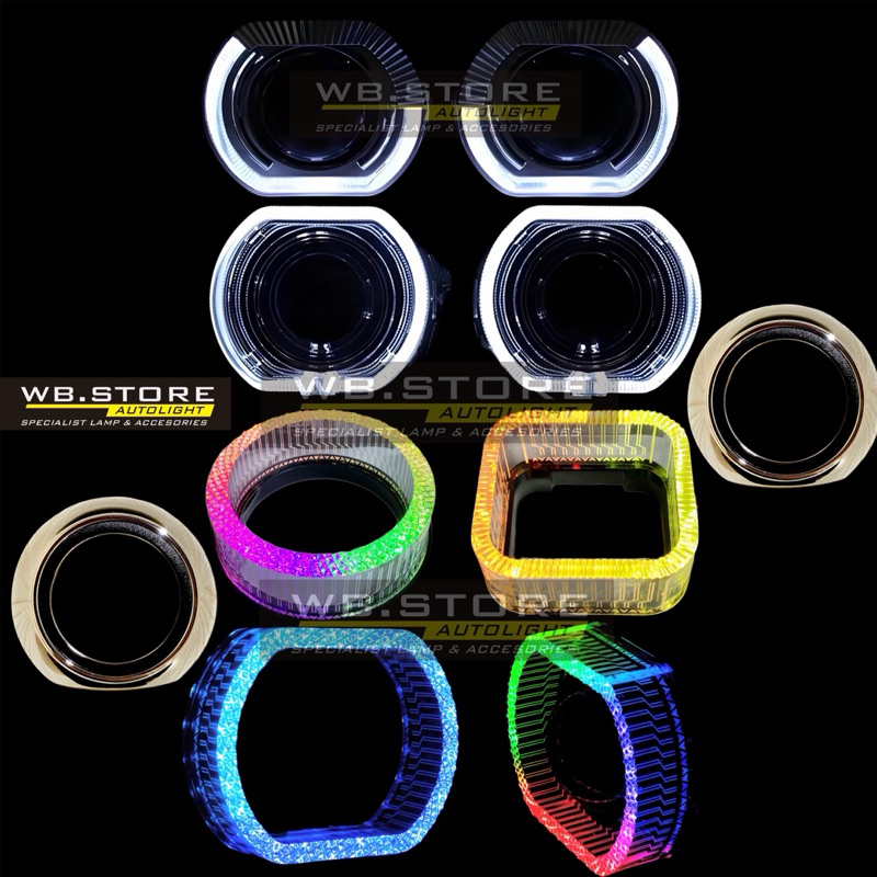 Shroud 1.5 inch 2.5 Inch 3 Inch Model BMW, Bulat, Kotak angel eye putih RGb shroud bmw bmw ring bmw 