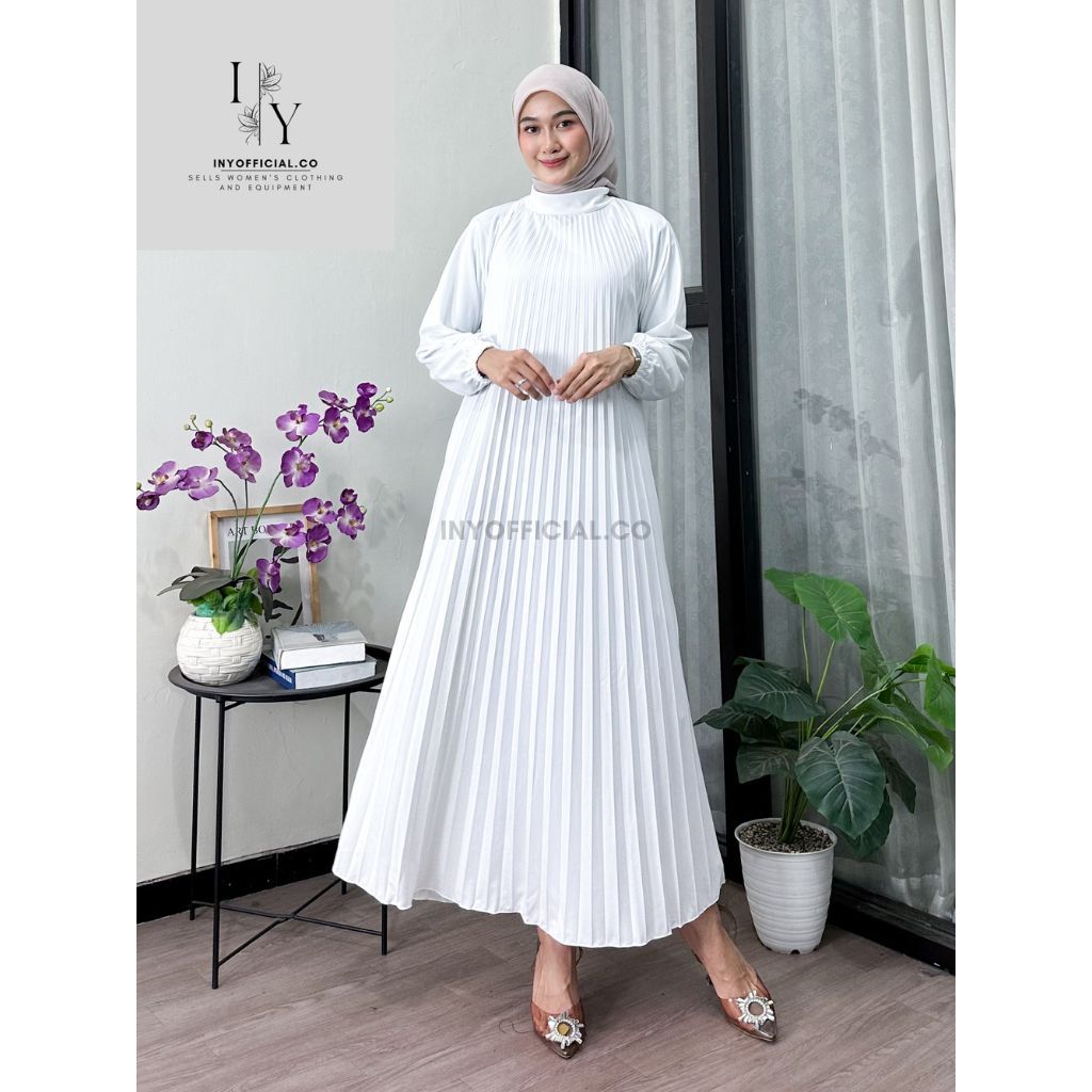 Gamis Plisket Midi Lengan Panjang / Dress Wanita Maxi Plisket / Dress Plisket / Pleated Long Dress /
