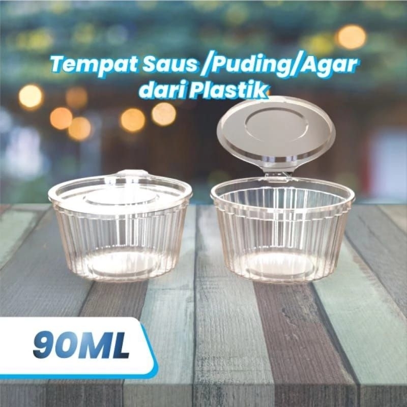 40PAK Mika Cup Sauce Tutup Sambung / Mika Cup Jelly Agar Dessert / Mika Sambal Pet 90ml