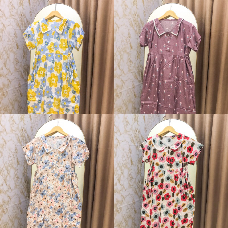 NOORA DRESS - Daster Rayon Kerah Renda | Daster Rayon | Daster Viral Motif Kekinian | Daster Busui