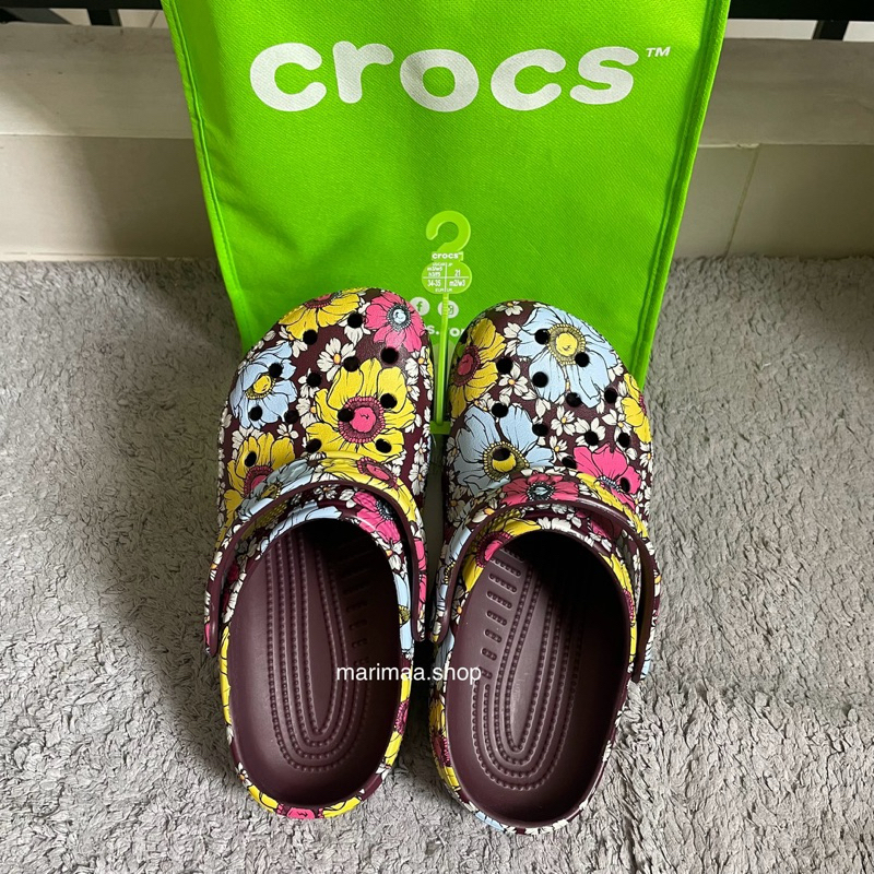 Crocs classic retro floral ORIGINAL store indo sepatu sandal crocs wanita pria anak