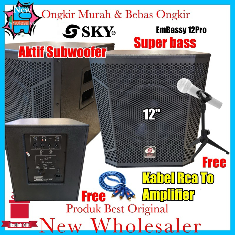Subwoofer Bass Aktif 12 inch Sky  audio Embassy 12 pro Original super bass Getar Bulat Garansi 2 tah