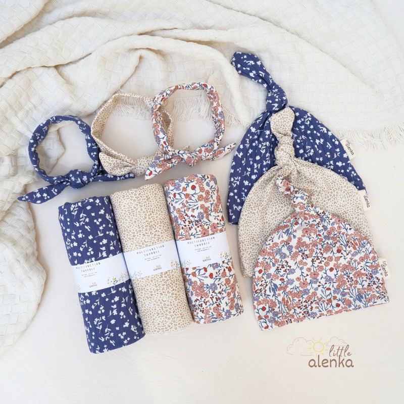 Alenka - Baby Swaddle Set / Bedong Bayi Motif Non Instan