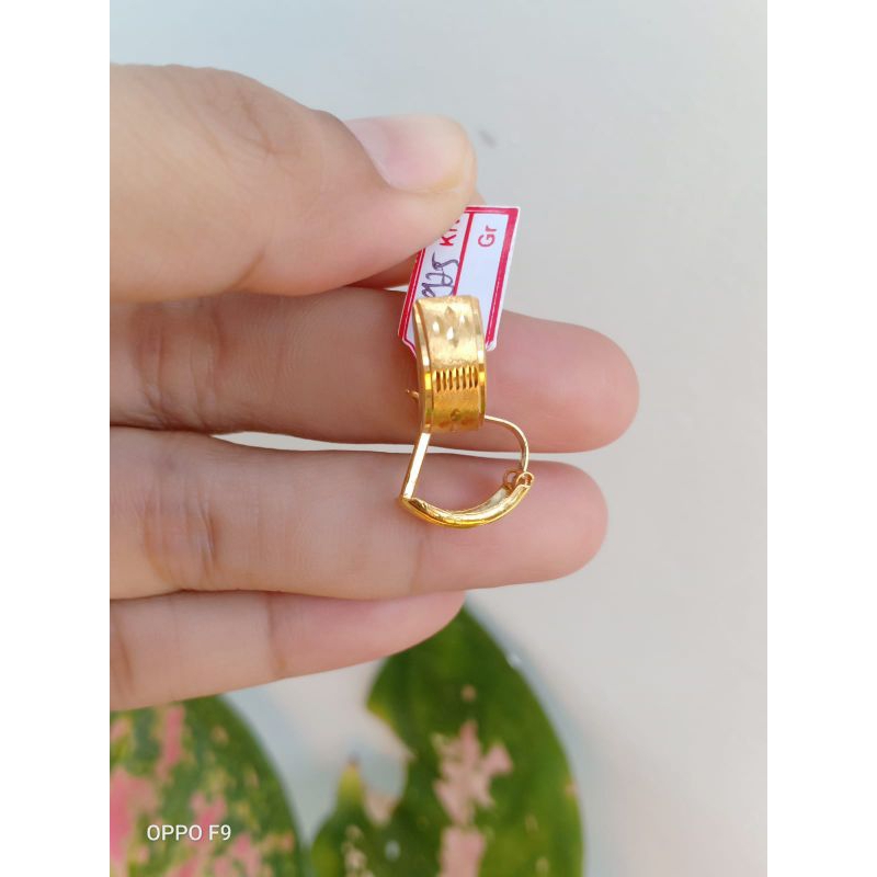 anting jepit dewasa bahan perak lapis emas 22 karat