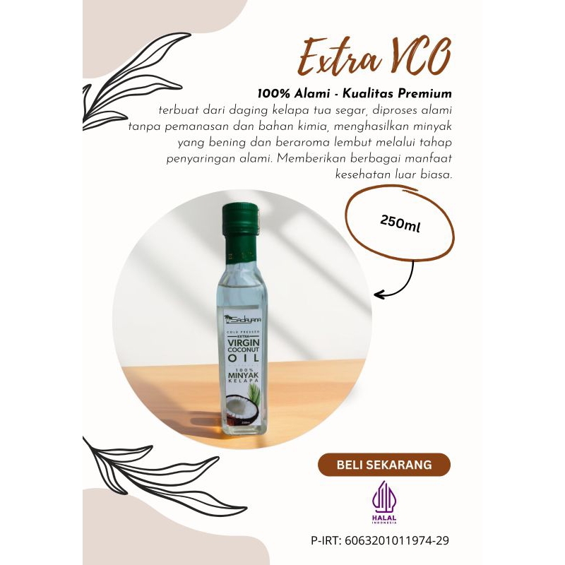 

Extra Virgin Coconut Oil 250ml 100% Minyak Kelapa Murni