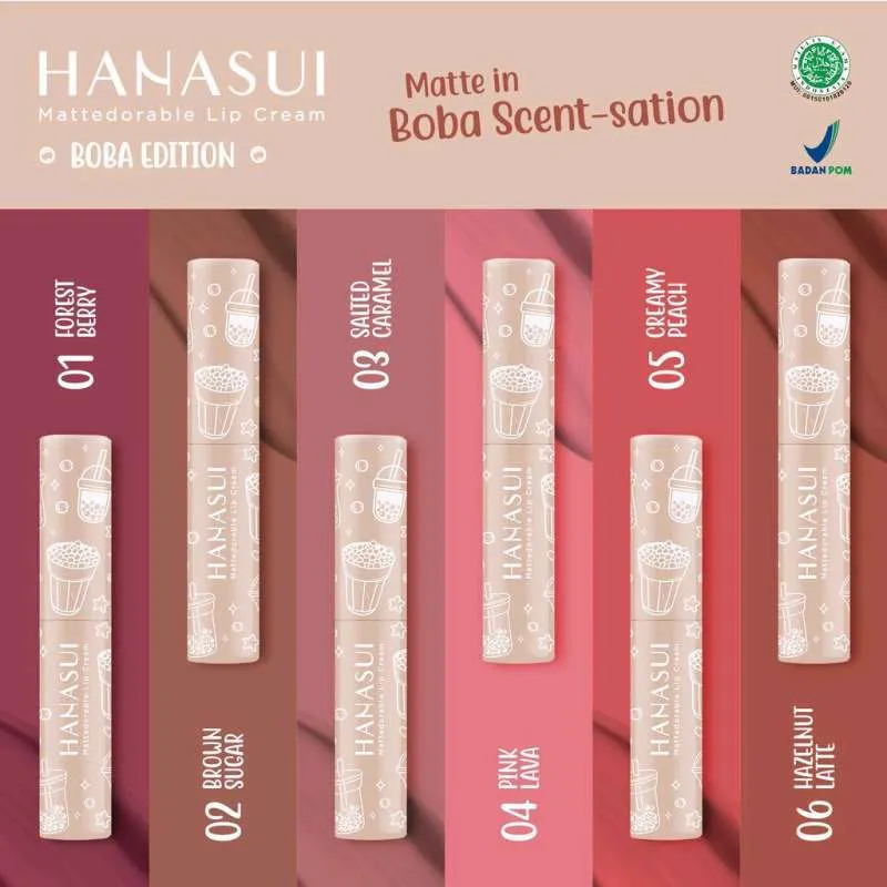 Hanasui Mattedorable Lip Cream Boba Edition| Lip Cream Hanasui Boba