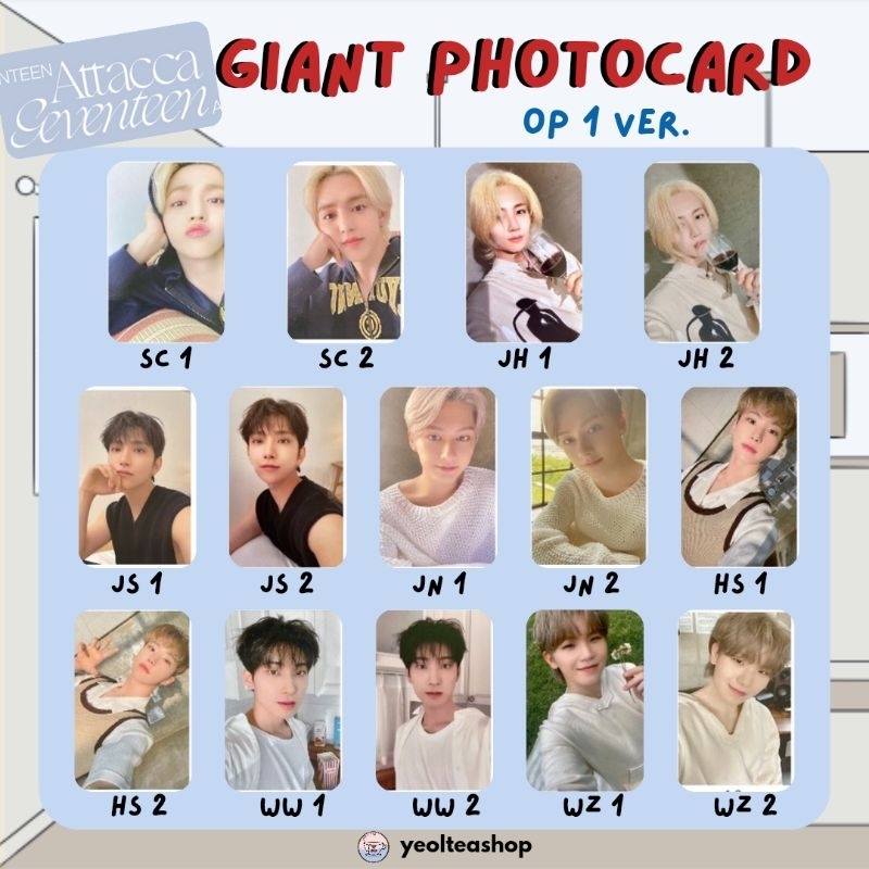 [BACA DESKRIPSI] Ready Stock Giant Photocard PC Seventeen Attacca OP 1 / OP 2 / OP 3 ver