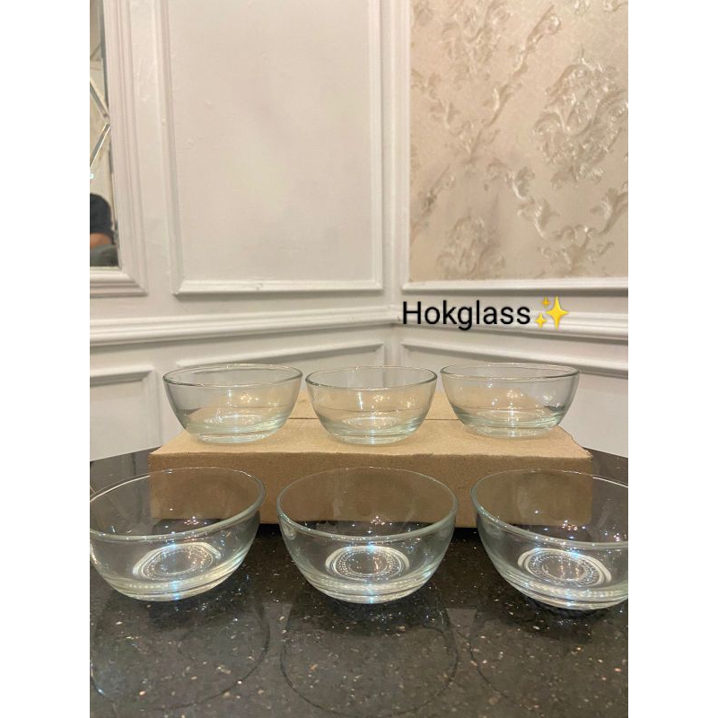 Mangkok Sambel Mini M53011 Set isi 6 Pcs | Mangkok kaca kecil polos | Mangkok Bumbu | Mangkok saus.