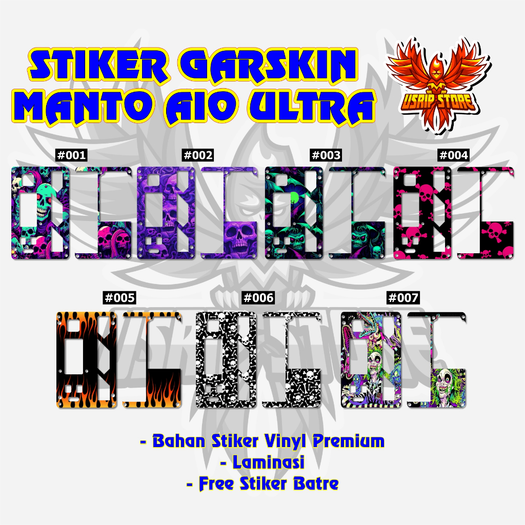 STIKER GARSLIN MANTO AIO ULTRA DESAIN KE - 1 ADA LUBANG