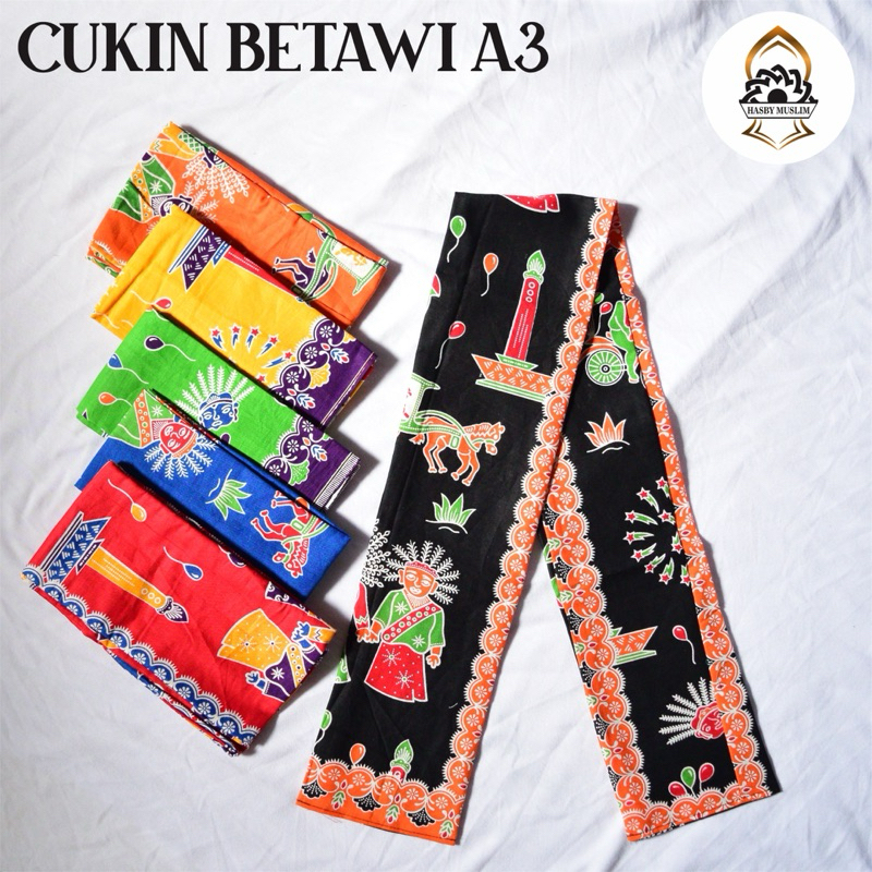 Cukin Betawi A3,cukin ondel ondel,Syal ondel,cukin adat Betawi,cukin merah