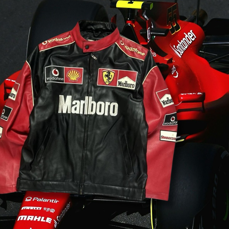 IAMYOURQL - Marlboro Red Black Race Jacket Leather