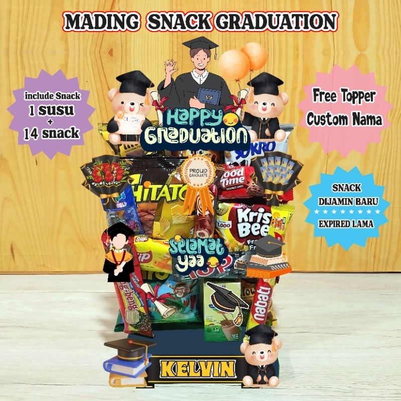 

Mading Snack Gradution / Hadiah Wisuda / Gift Box Wisuda / Buket Snack / Bucket Snack Kelulusan / Bouquet Snack Graduation / Hampers Snack Wisuda / Gift Snack Kelulusan