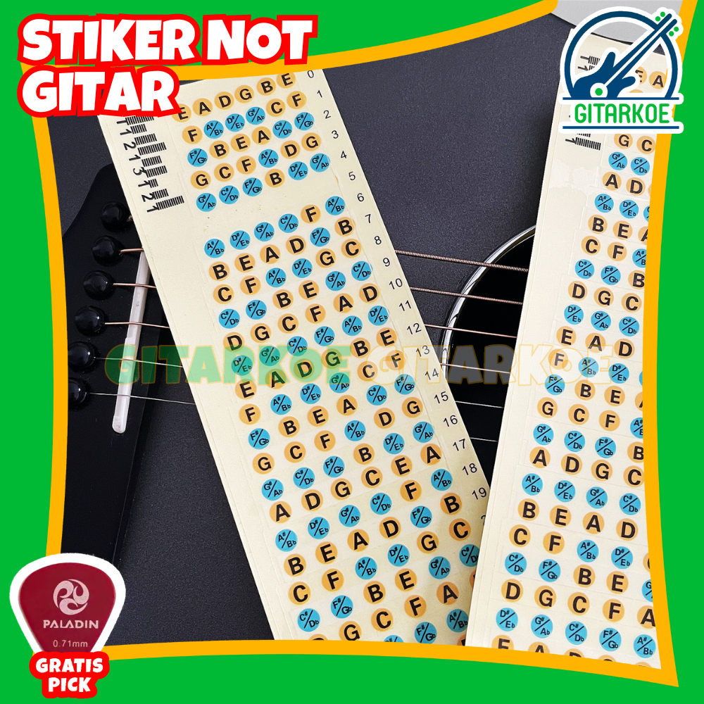 Stiker Fret Gitar untuk Pemula Belajar Gitar / Guitar Fretboard Note Sticker
