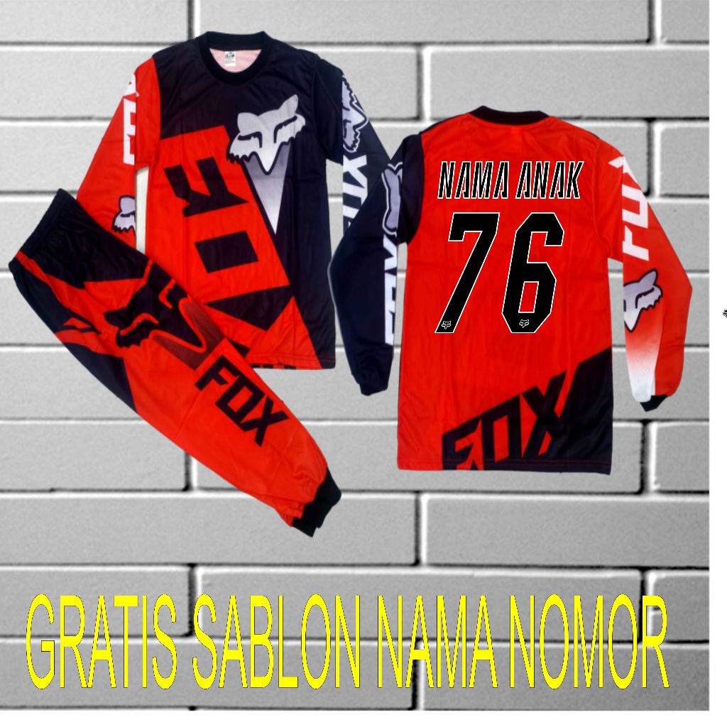 Setelan baju motor cross anak /baju balap cross