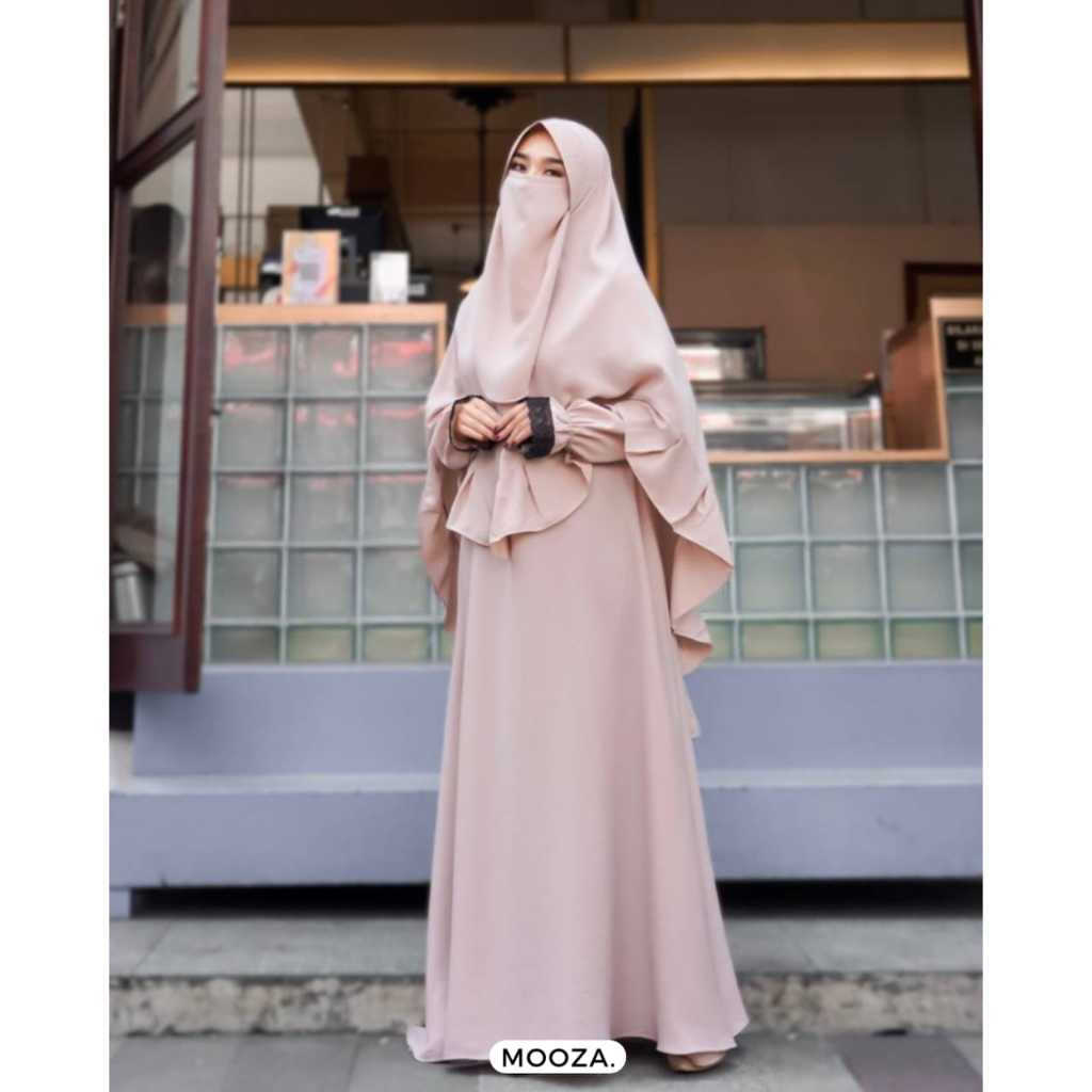 YURA SET KHIMAR + NIQOB DRESS SET WANITA MUSLIMAH GAMIS SET UMROH GAMIS SET KONDANGAN GAMIS CADAR GA